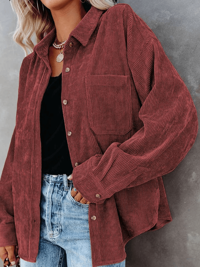 Corduroy Oversized Solid Shacket