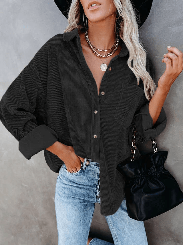 Corduroy Oversized Solid Shacket