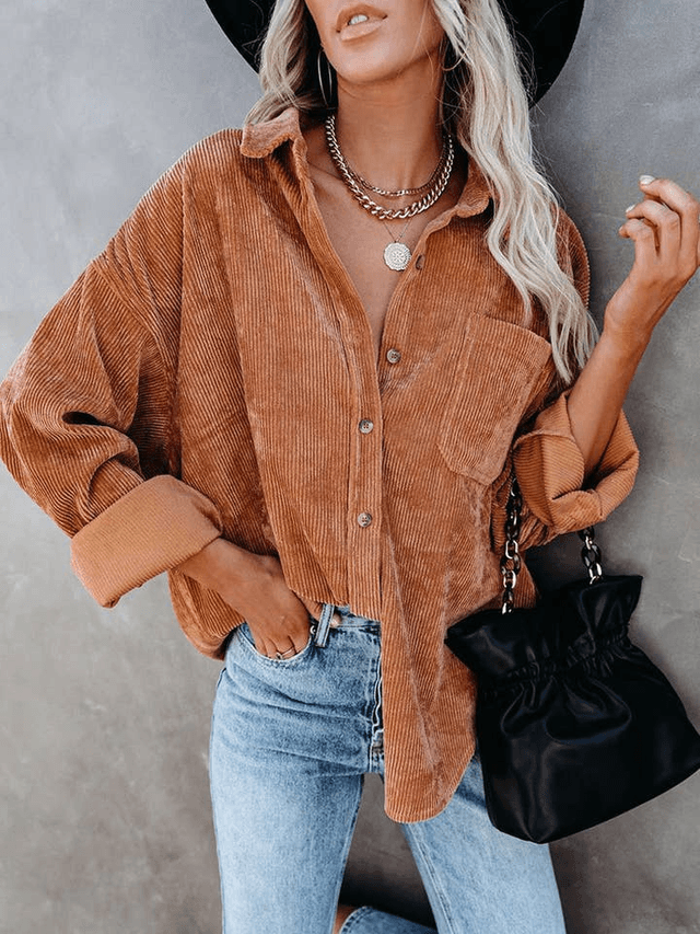 Corduroy Oversized Solid Shacket